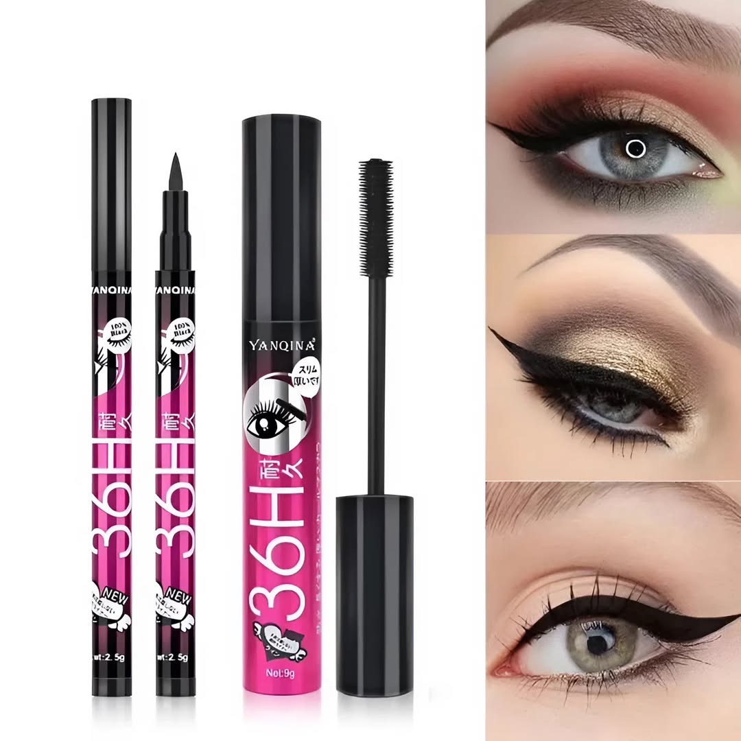 Yanqina - Professional 36H Black Mascara & Eyeliner Set